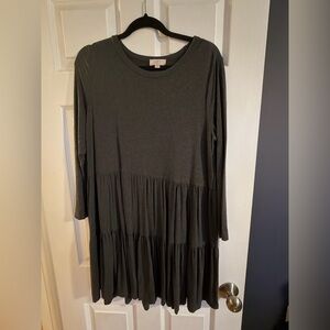 LOFT Charcoal Long Sleeve Dress